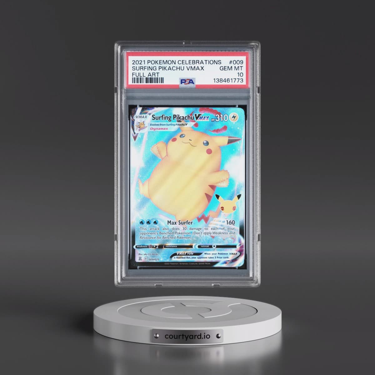 2021 Pokémon Celebrations #009 Surfing Pikachu Vmax - Full Art (PSA 10 GEM MINT)
