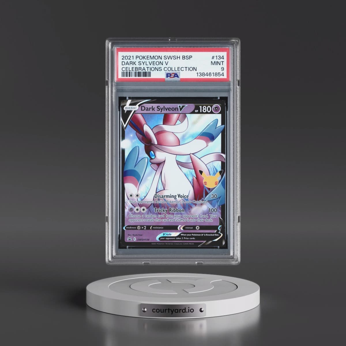 2021 Pokémon Swsh Black Star Promo #134 Dark Sylveon V - Holo Celebrations Collection (PSA 9 MINT)