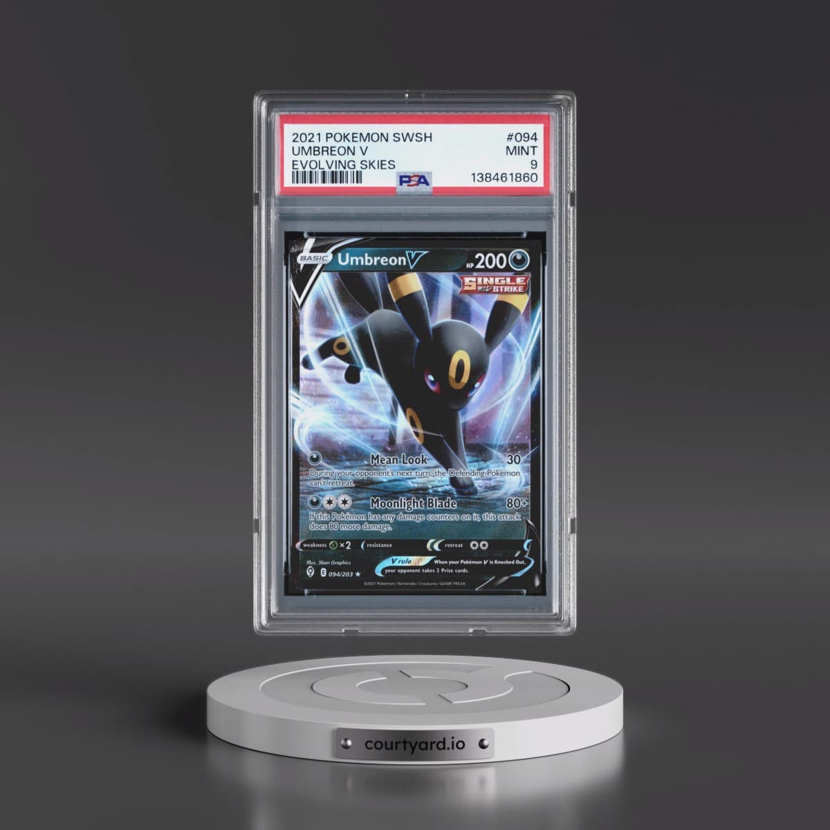 2021 Pokémon Sword & Shield Evolving Skies #094 Umbreon V - Holo (PSA 9 MINT)