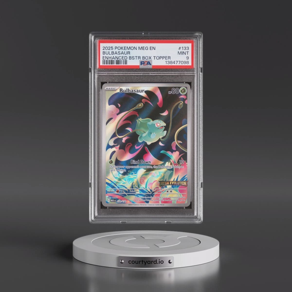 2025 Pokémon Meg EN-Mega Evolution #133 Bulbasaur - Enhanced Booster Box Topper (PSA 9 MINT)