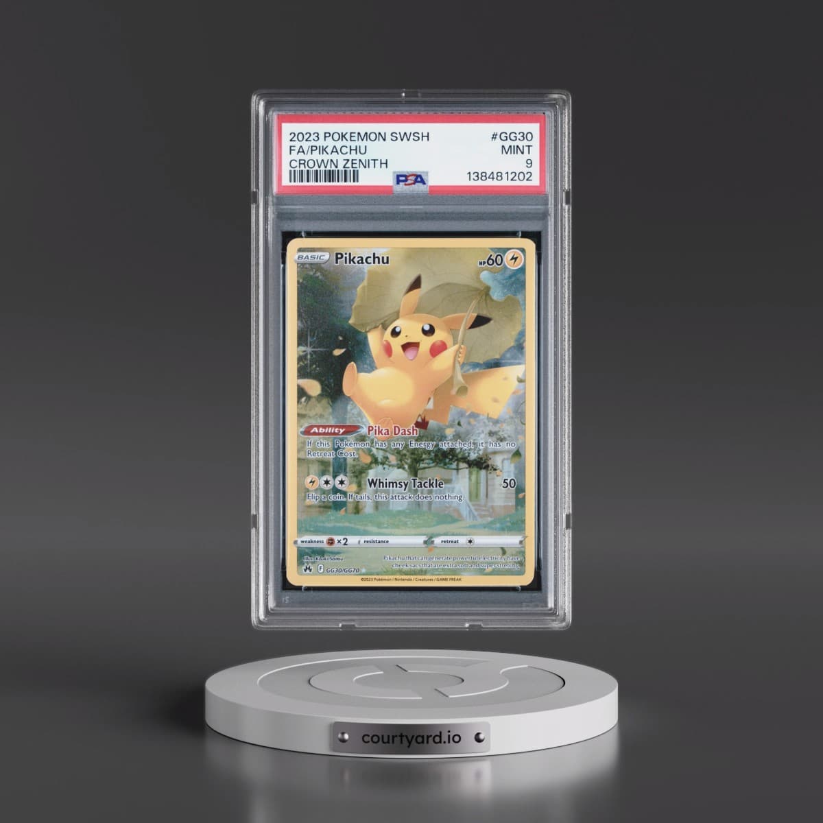 2023 Pokémon Sword and Shield Crown Zenith #GG30 Pikachu - Full Art (PSA 9 MINT)