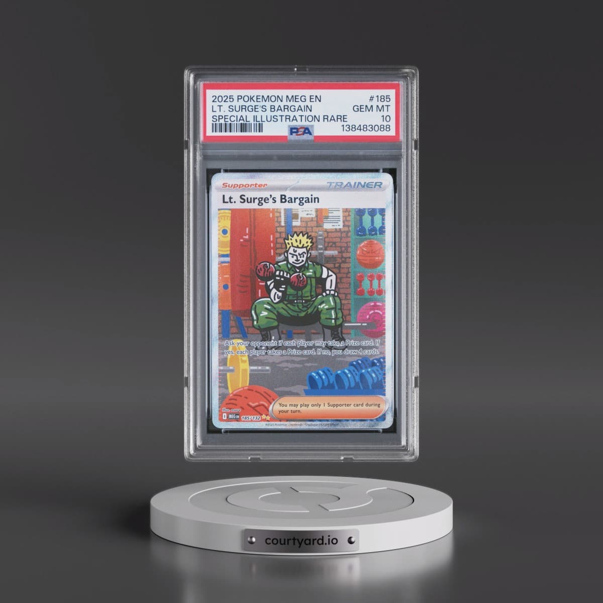 2025 Pokémon Meg EN-Mega Evolution #185 LT. Surge's Bargain - Special Illustration Rare (PSA 10 GEM MINT)