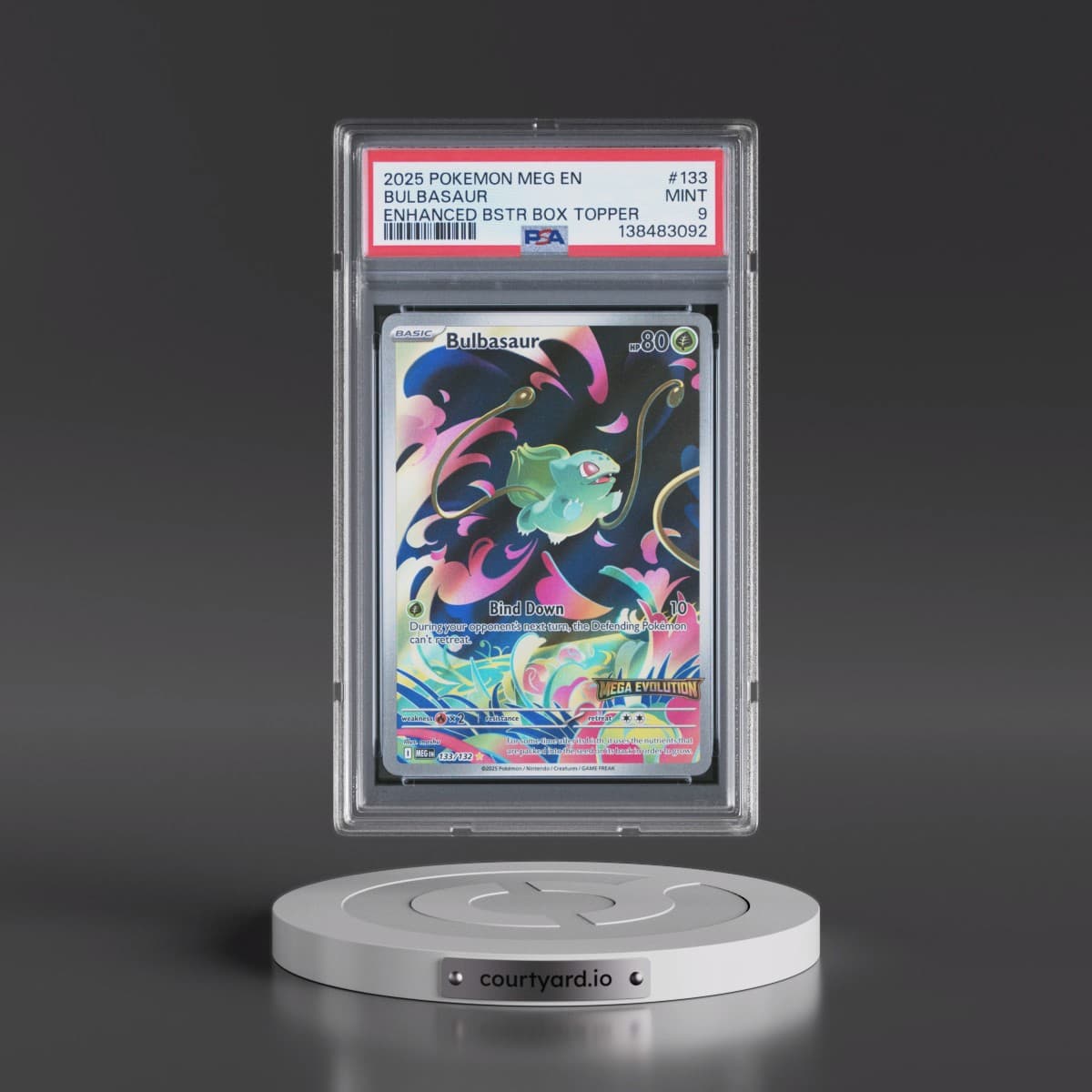2025 Pokémon Meg EN-Mega Evolution #133 Bulbasaur - Enhanced Booster Box Topper (PSA 9 MINT)