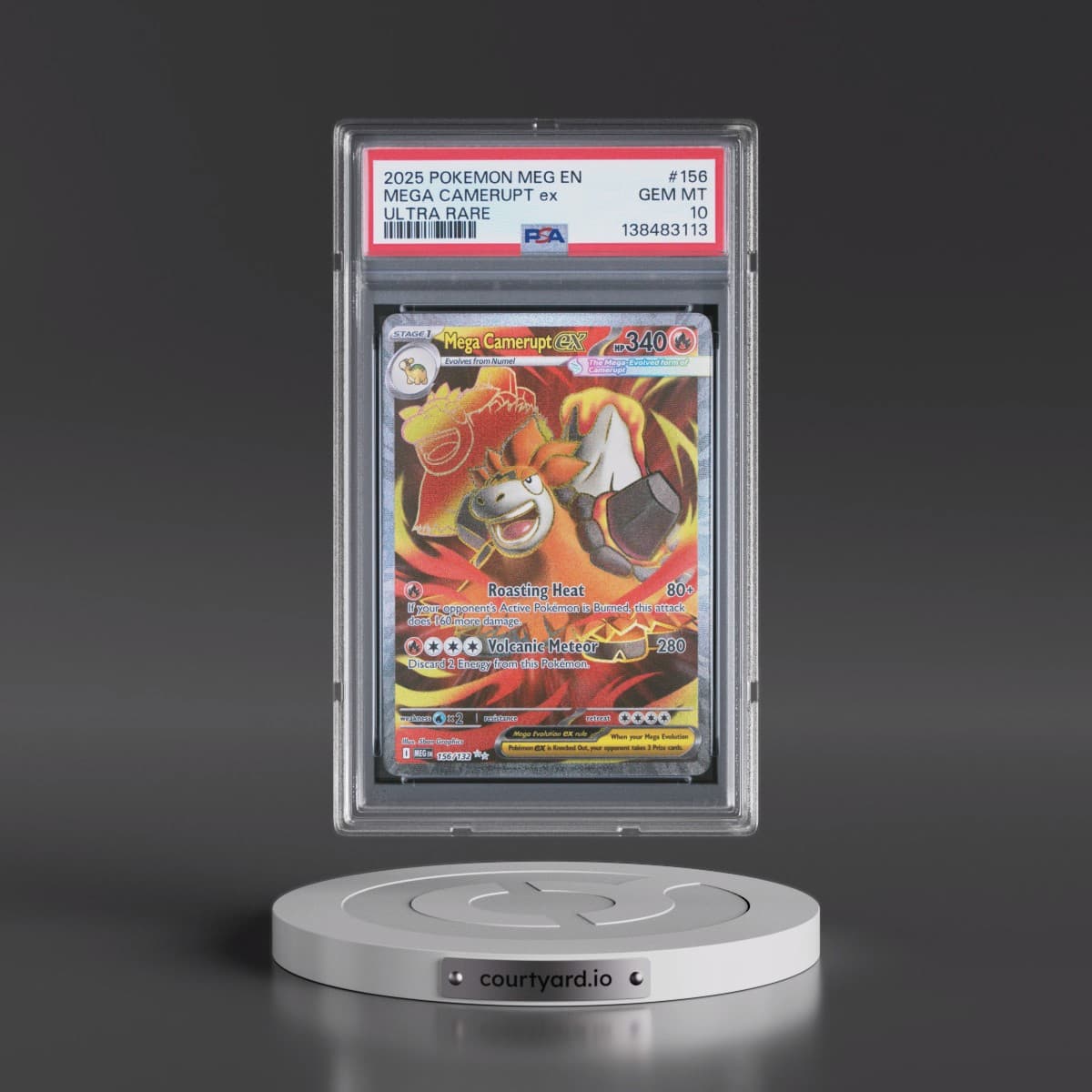 2025 Pokémon Meg EN-Mega Evolution #156 Mega Camerupt EX - Holo Ultra Rare (PSA 10 GEM MINT)