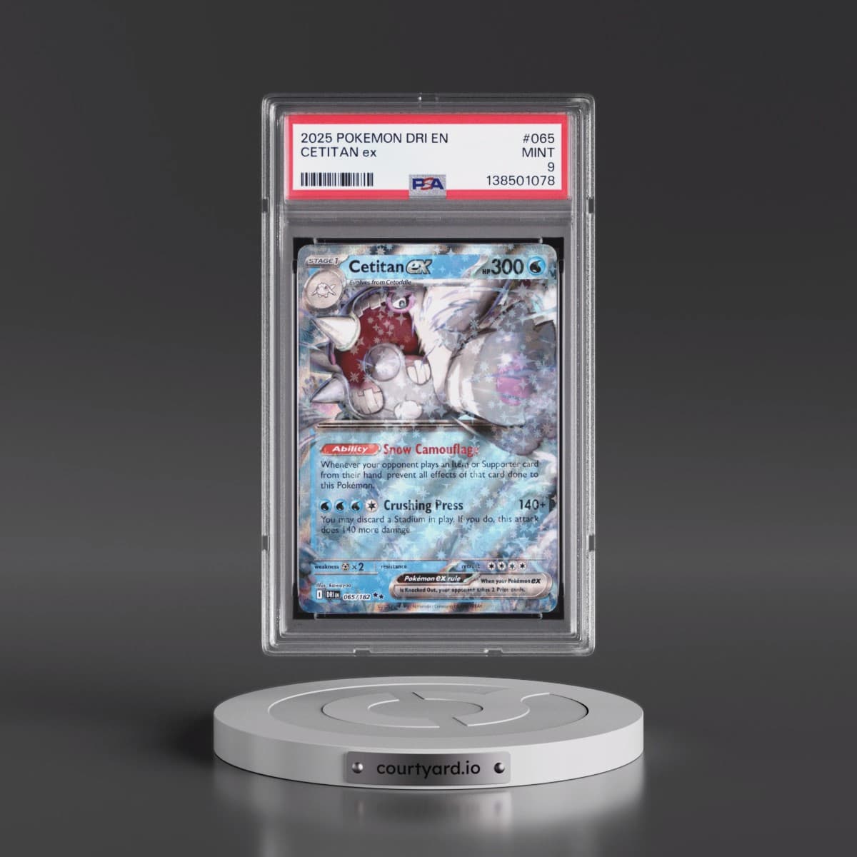 2025 Pokémon Dri EN-Destined Rivals #065 Cetitan EX - Holo (PSA 9 MINT)
