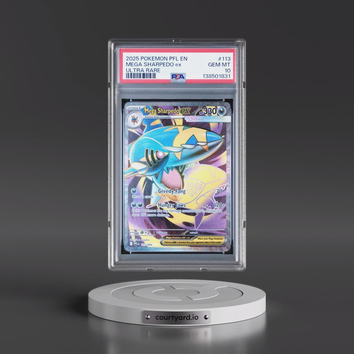 2025 Pokémon Pfl EN-Phantasmal Flames #113 Mega Sharpedo EX - Holo Ultra Rare (PSA 10 GEM MINT)