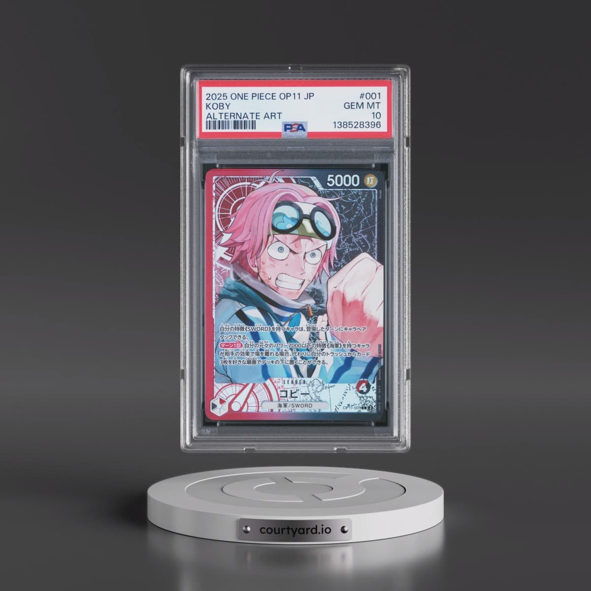 2025 One Piece Japanese OP11-A Fist of Divine Speed #001 Koby - Alternate Art (PSA 10 GEM MINT)