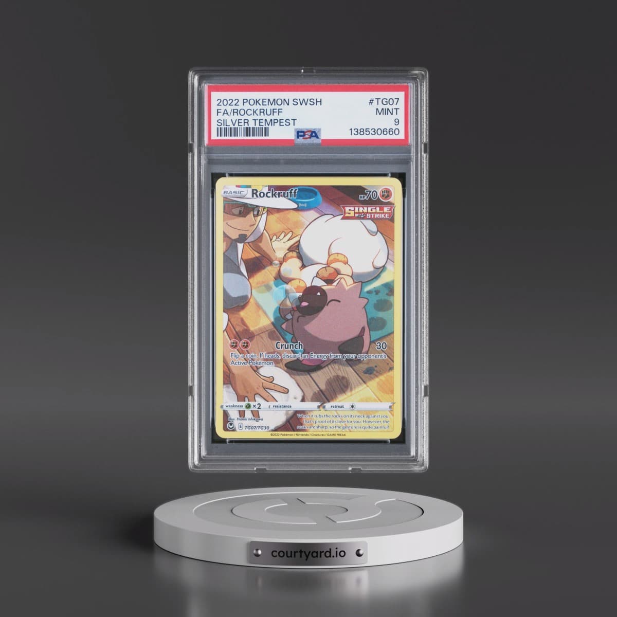2022 Pokémon Sword & Shield Silver Tempest #TG07 Rockruff - Full Art (PSA 9 MINT)