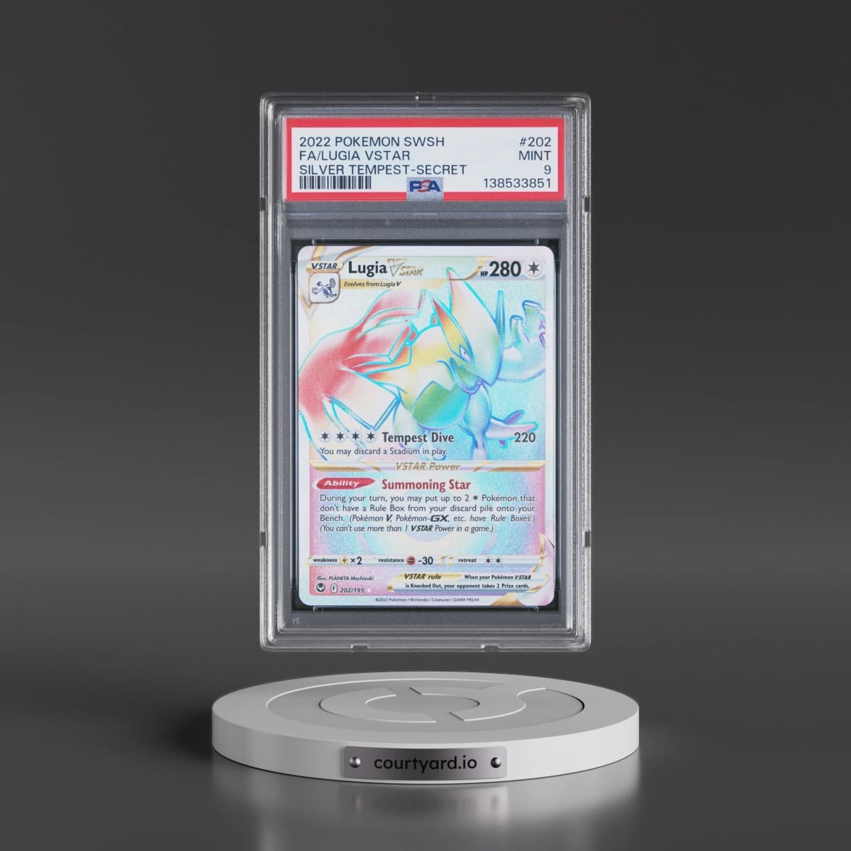 2022 Pokémon Sword & Shield Silver Tempest #202 Lugia Vstar - Full Art Secret (PSA 9 MINT)