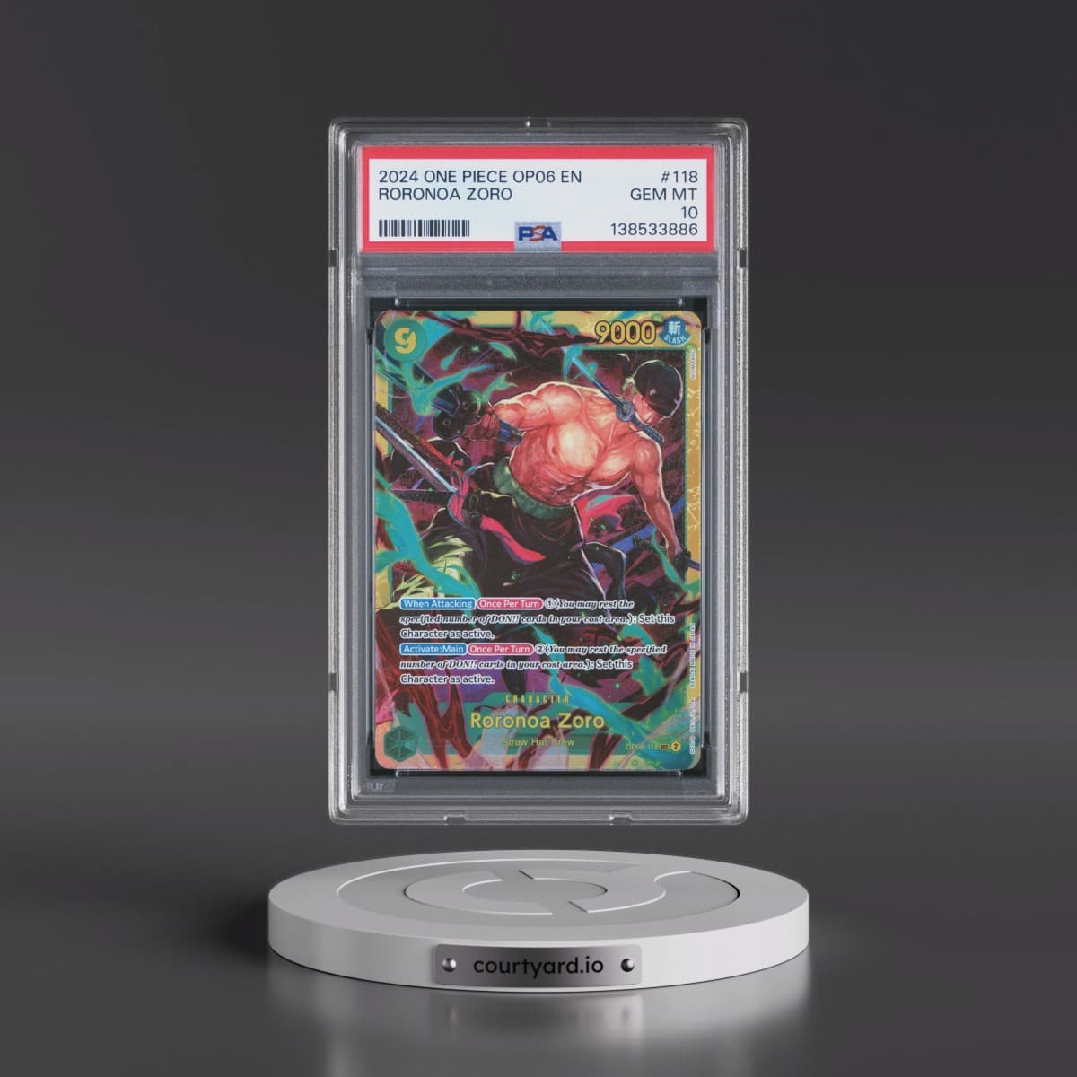 2024 One Piece OP06-Wings of the Captain #118 Roronoa Zoro (PSA 10 GEM MINT)
