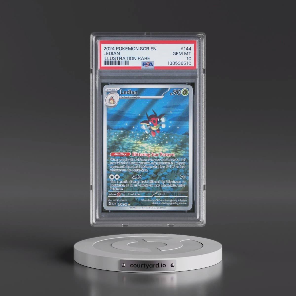 2024 Pokémon Scr EN-Stellar Crown #144 Ledian - Illustration Rare (PSA 10 GEM MINT)