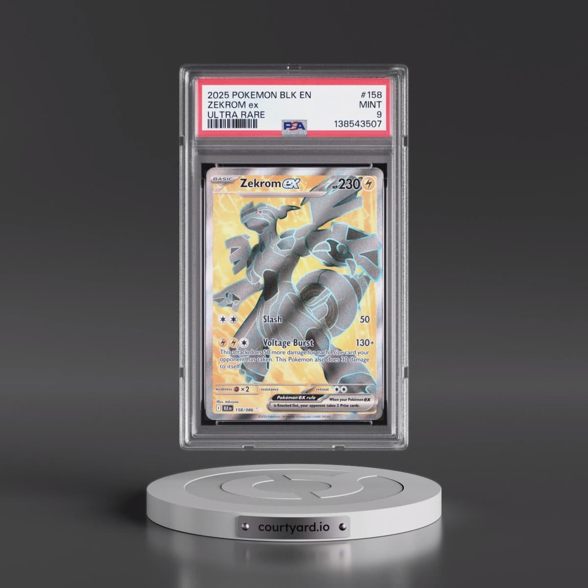 2025 Pokémon Blk EN-Black Bolt #158 Zekrom EX - Holo Ultra Rare (PSA 9 MINT)