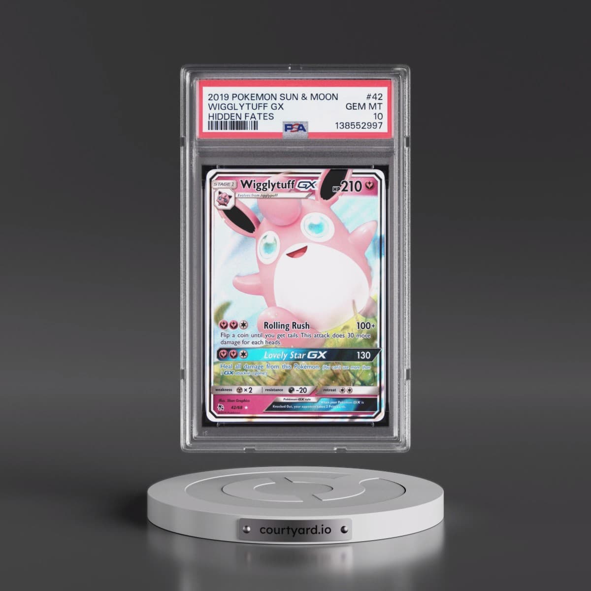 2019 Pokémon Sun & Moon Hidden Fates #42 Wigglytuff GX - Holo (PSA 10 GEM MINT)