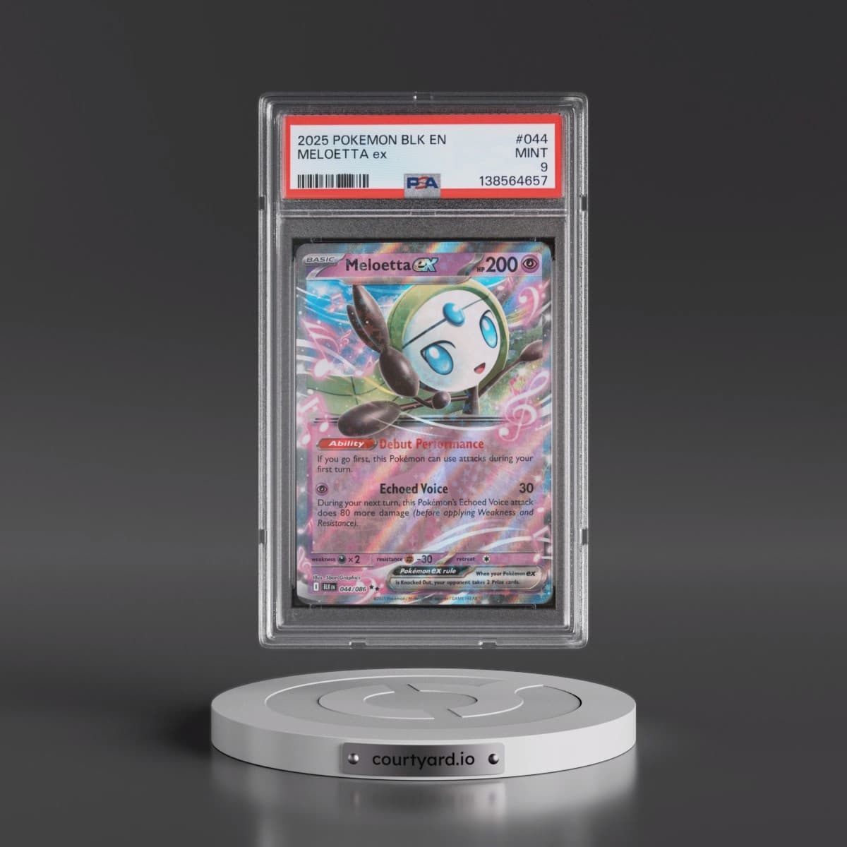 2025 Pokémon Blk EN-Black Bolt #044 Meloetta EX - Holo (PSA 9 MINT)