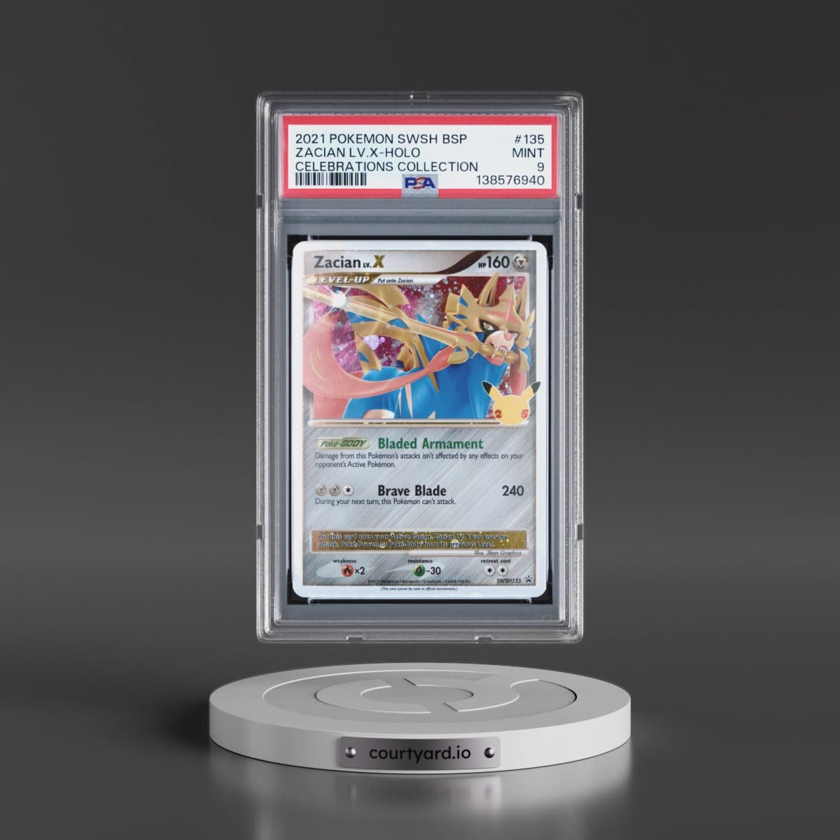 2021 Pokémon Swsh Black Star Promo #135 Zacian LV.X - Holo Celebrations Collection (PSA 9 MINT)