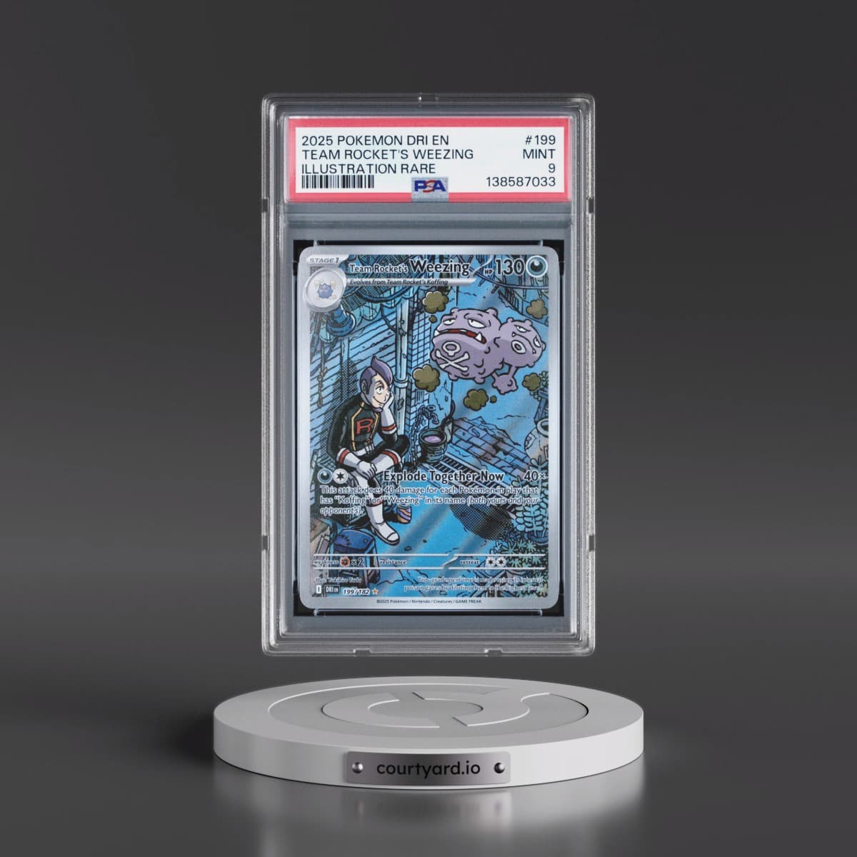 2025 Pokémon Dri EN-Destined Rivals #199 Team Rocket's Weezing - Illustration Rare (PSA 9 MINT)
