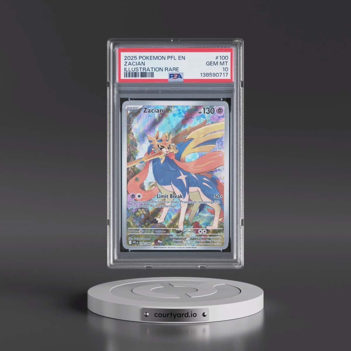 2025 Pokémon Pfl EN-Phantasmal Flames #100 Zacian - Illustration Rare (PSA 10 GEM MINT)