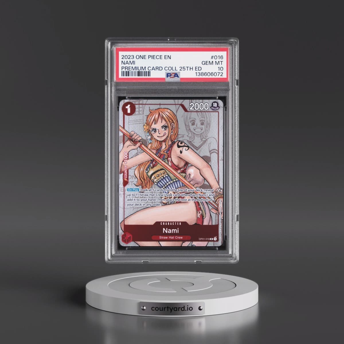 2023 One Piece Premium Bandai Premium Card Collection 25th Edition #016 Nami (PSA 10 GEM MINT)