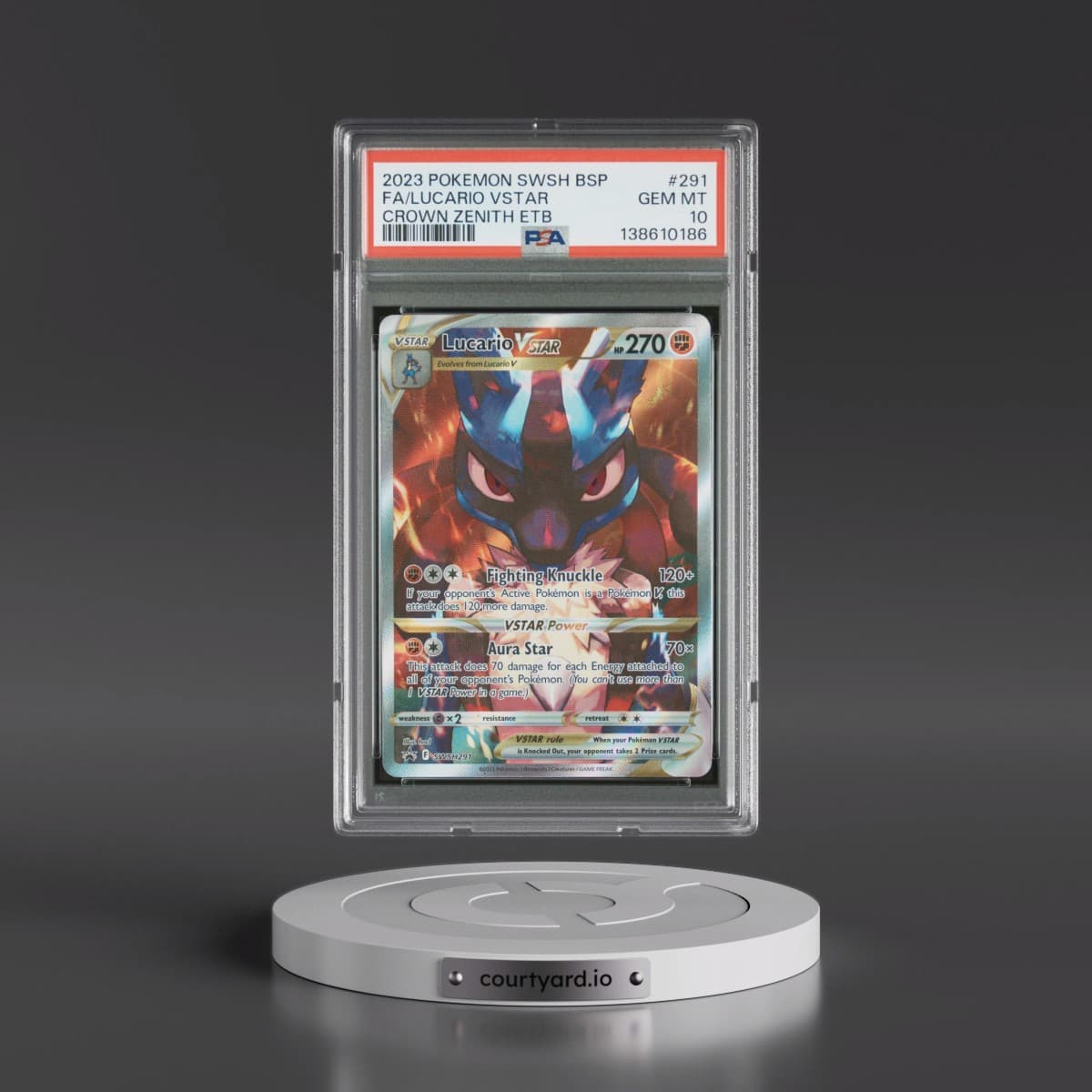 2023 Pokémon Swsh Black Star Promo #291 Lucario Vstar - Full Art Crown Zenith Elite Trainer Box (PSA 10 GEM MINT)