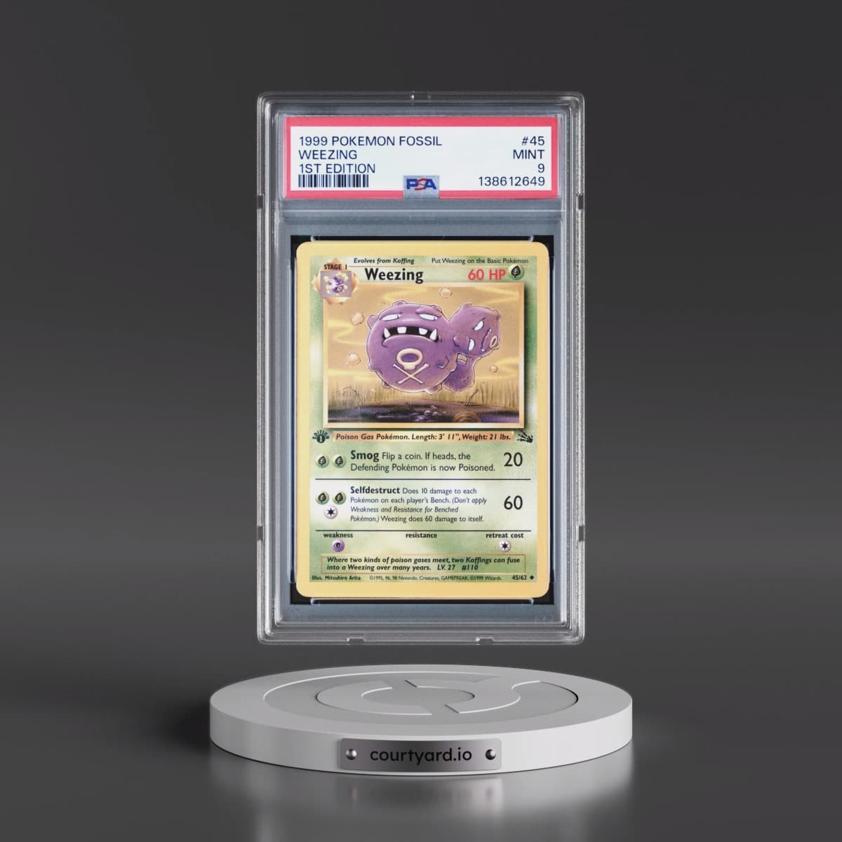 1999 Pokémon Fossil #45 Weezing - 1st Edition (PSA 9 MINT)
