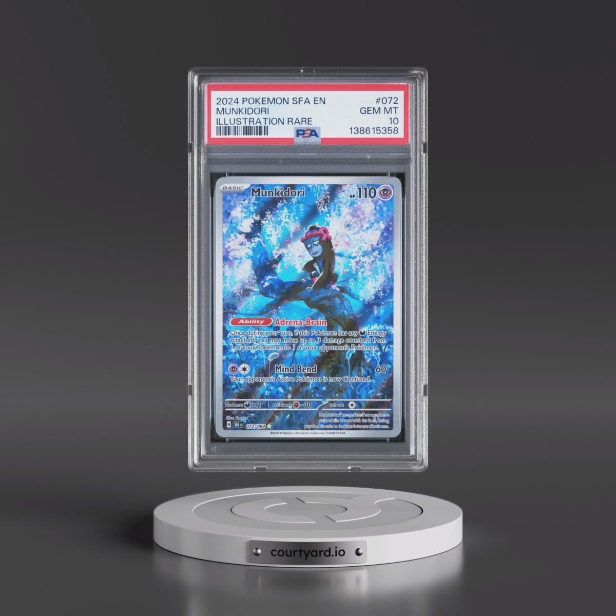 2024 Pokémon Sfa EN-Shrouded Fable #072 Munkidori - Illustration Rare (PSA 10 GEM MINT)