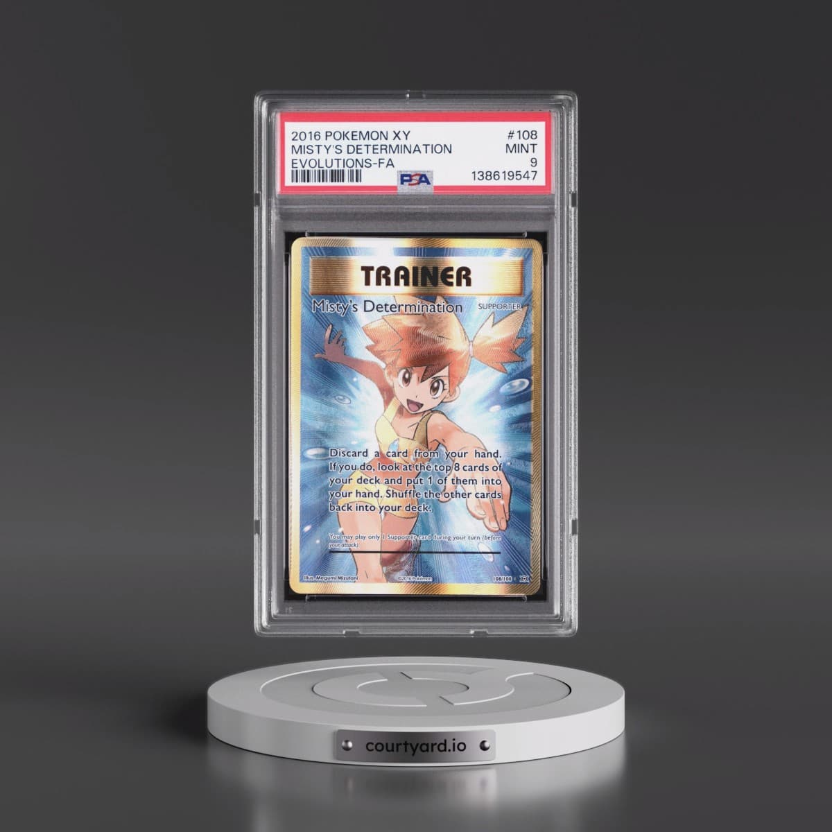 2016 Pokémon XY Evolutions #108 Misty's Determination - Full Art (PSA 9 MINT)