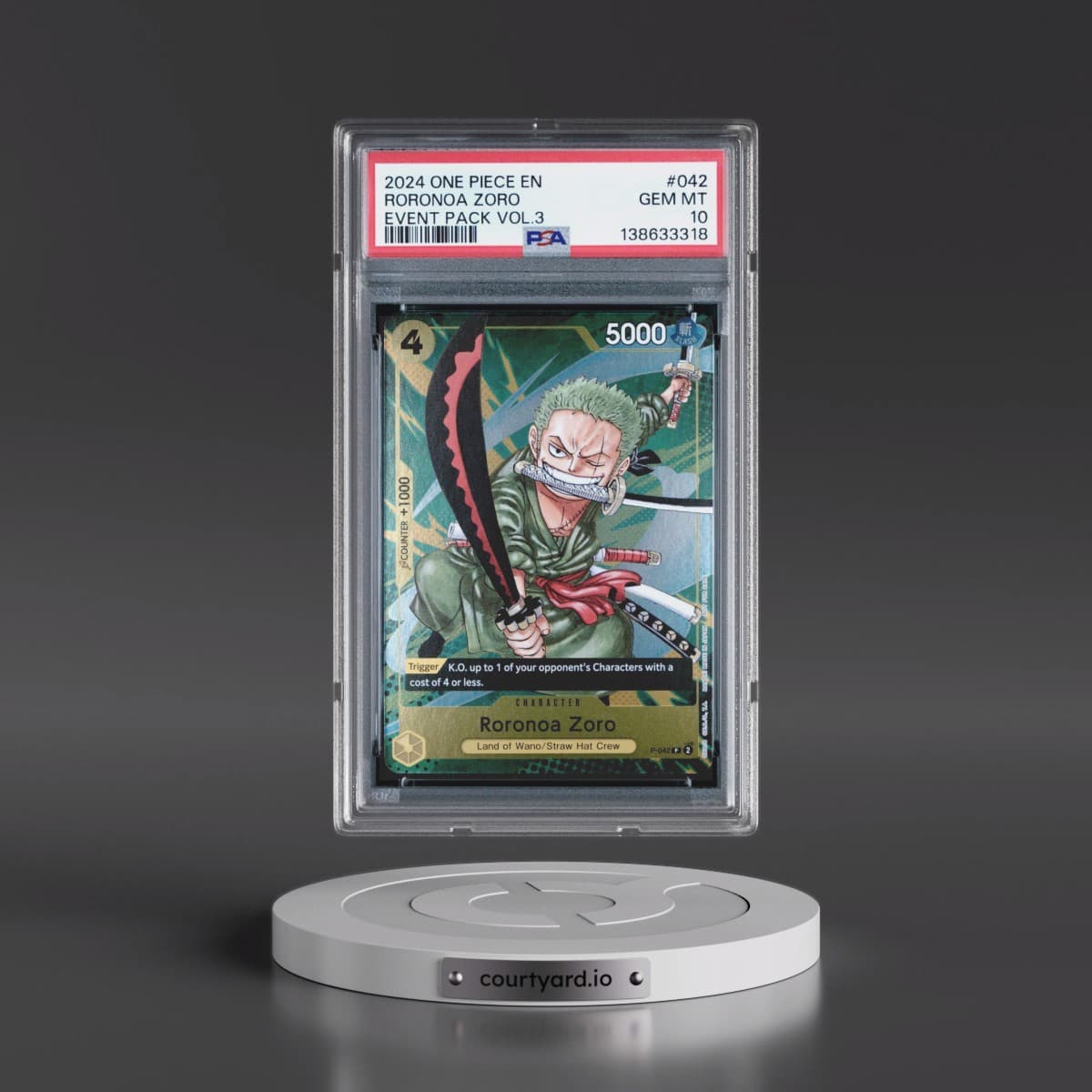 2024 One Piece Event Pack Vol.3 #042 Roronoa Zoro (PSA 10 GEM MINT)