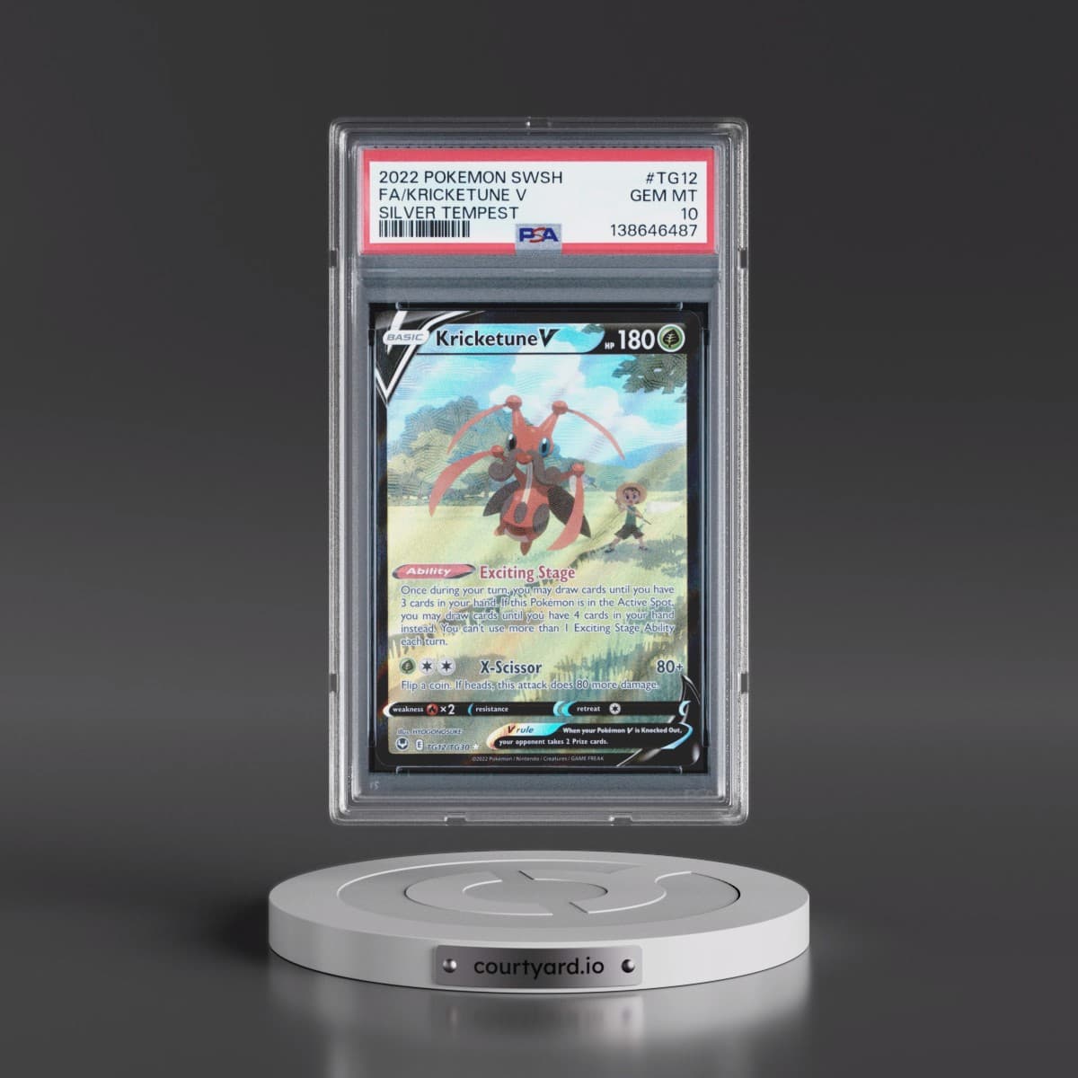 2022 Pokémon Sword & Shield Silver Tempest #TG12 Kricketune V - Holo Full Art (PSA 10 GEM MINT)