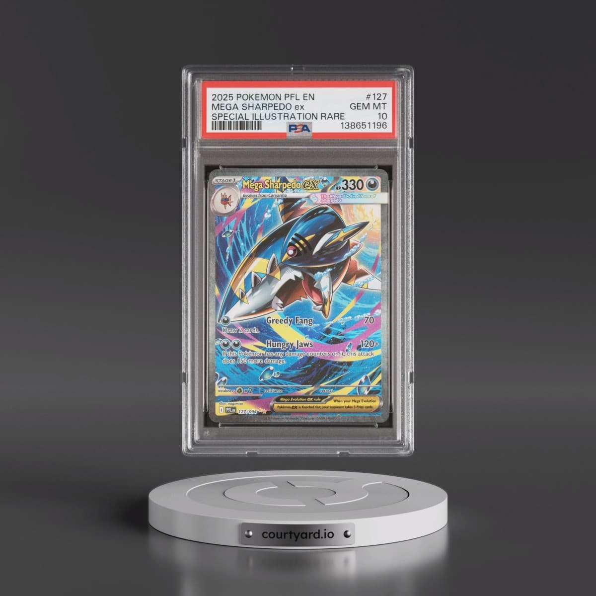 2025 Pokémon Pfl EN-Phantasmal Flames #127 Mega Sharpedo EX - Holo Special Illustration Rare (PSA 10 GEM MINT)