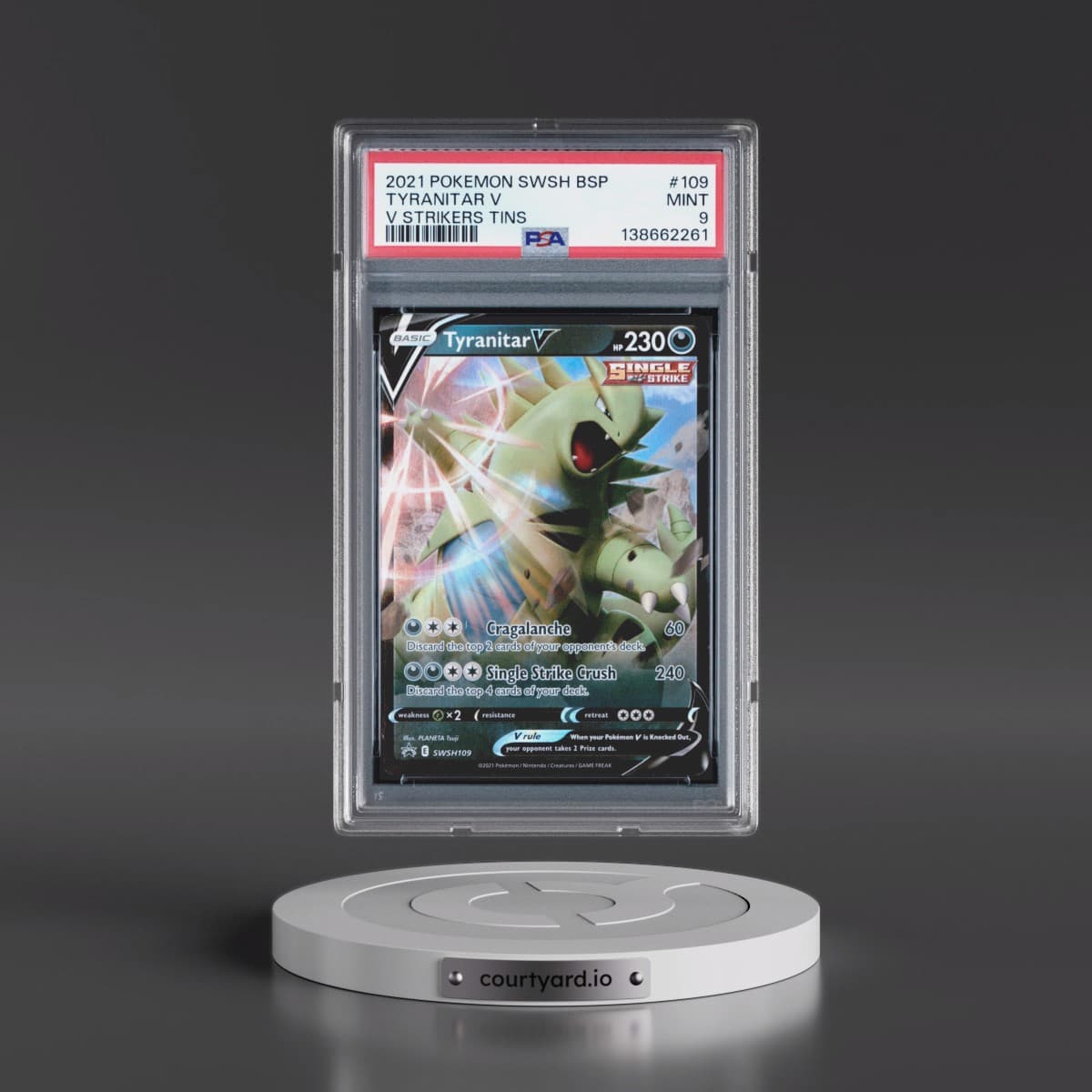 2021 Pokémon Swsh Black Star Promo #109 Tyranitar V - Holo V Strikers Tins (PSA 9 MINT)