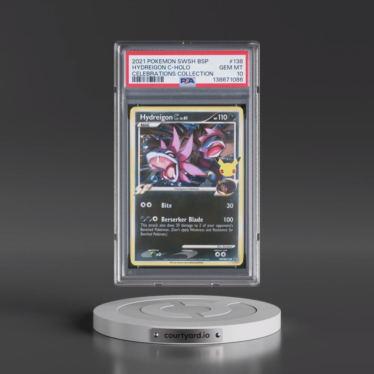 2021 Pokémon Swsh Black Star Promo #138 Hydreigon C - Holo Celebrations Collection (PSA 10 GEM MINT)