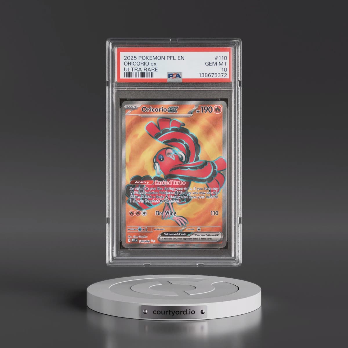 2025 Pokémon Pfl EN-Phantasmal Flames #110 Oricorio EX - Holo Ultra Rare (PSA 10 GEM MINT)