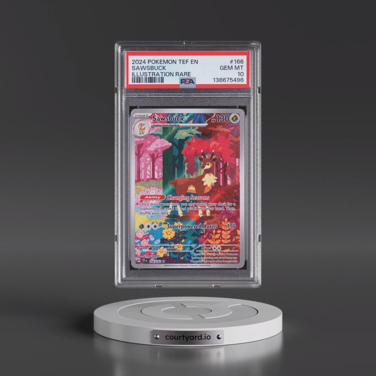 2024 Pokémon Tef EN-Temporal Forces #166 Sawsbuck - Illustration Rare (PSA 10 GEM MINT)