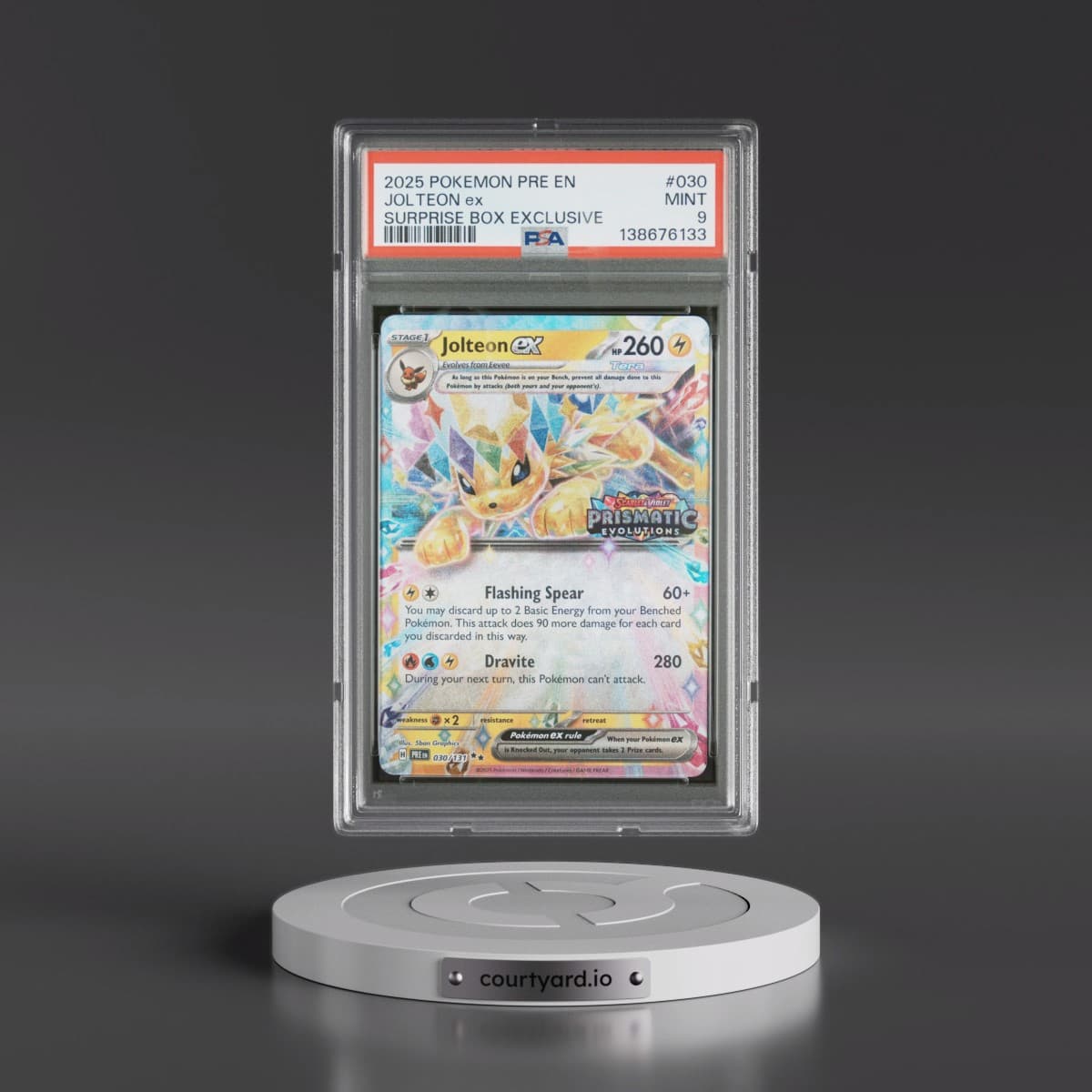 2025 Pokémon Pre EN-Prismatic Evolutions #030 Jolteon EX - Holo Surprise Box Exclusive (PSA 9 MINT)
