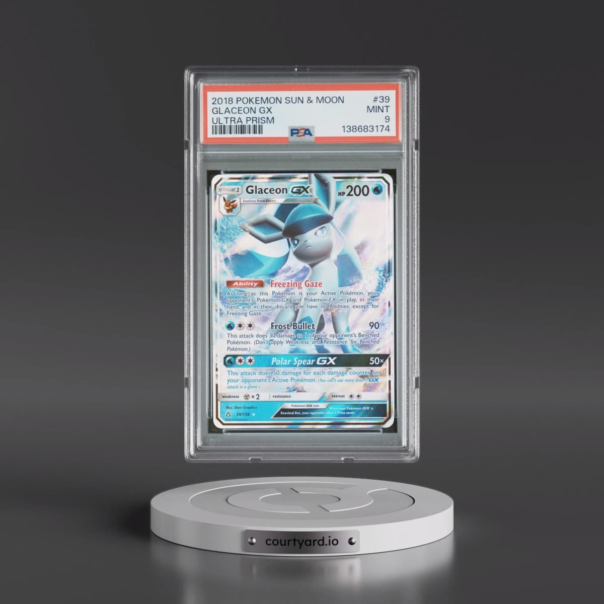 2018 Pokémon Sun & Moon Ultra Prism #39 Glaceon GX - Holo (PSA 9 MINT)