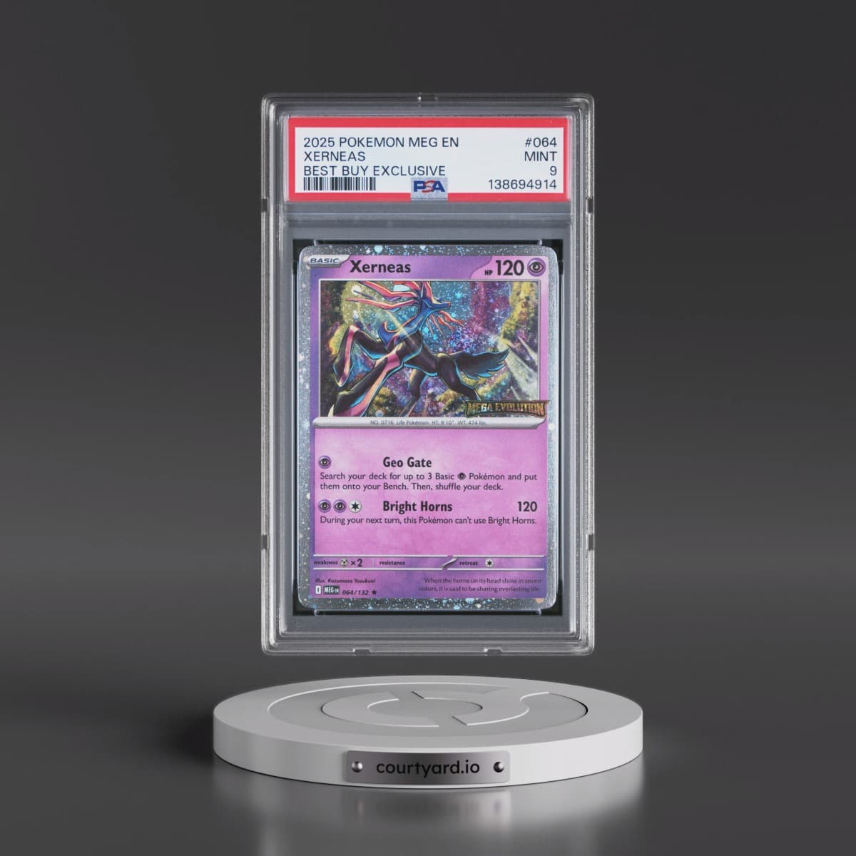 2025 Pokémon Meg EN-Mega Evolution #064 Xerneas - Best Buy Exclusive (PSA 9 MINT)