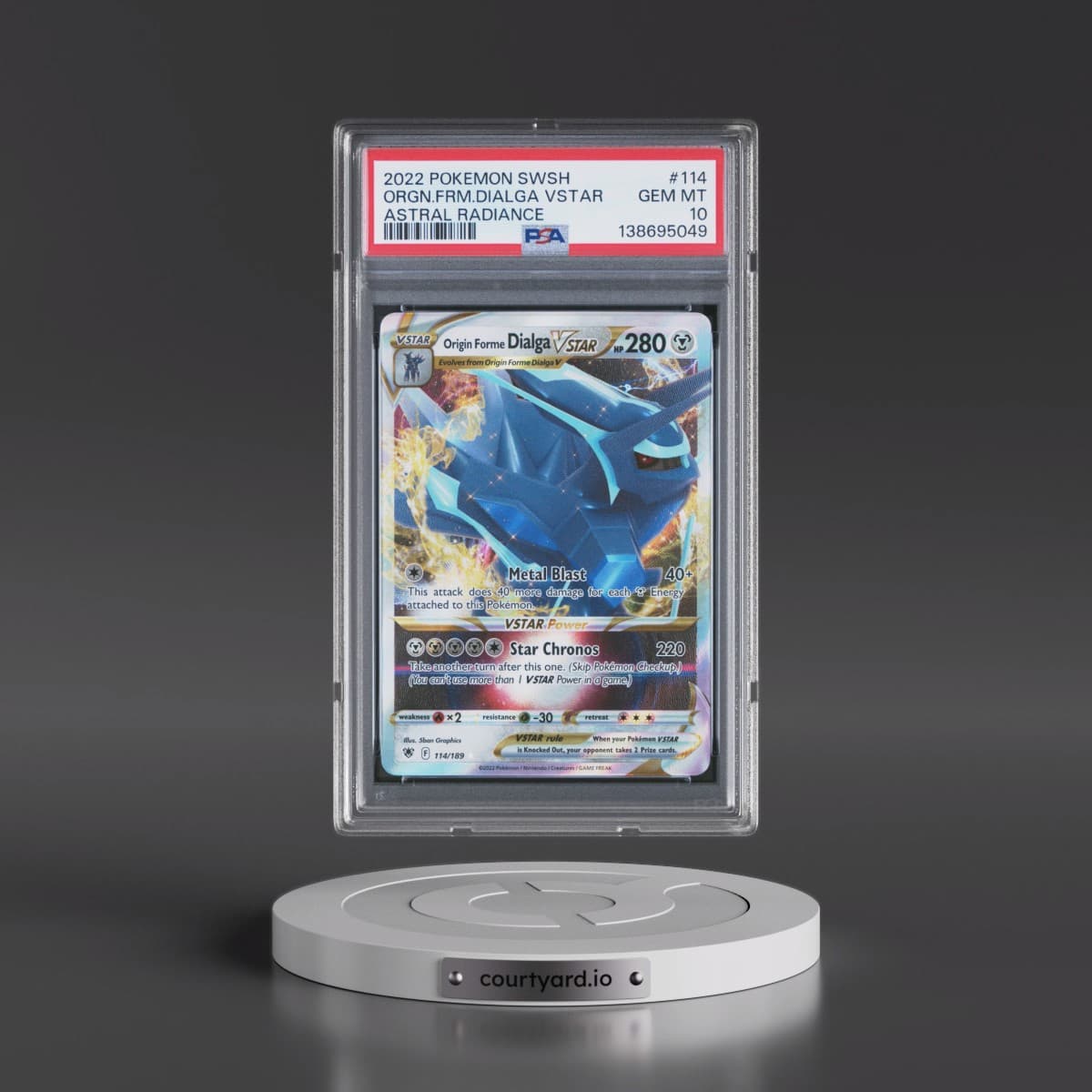 2022 Pokémon Sword & Shield Astral Radiance #114 Origin Forme Dialga Vstar (PSA 10 GEM MINT)