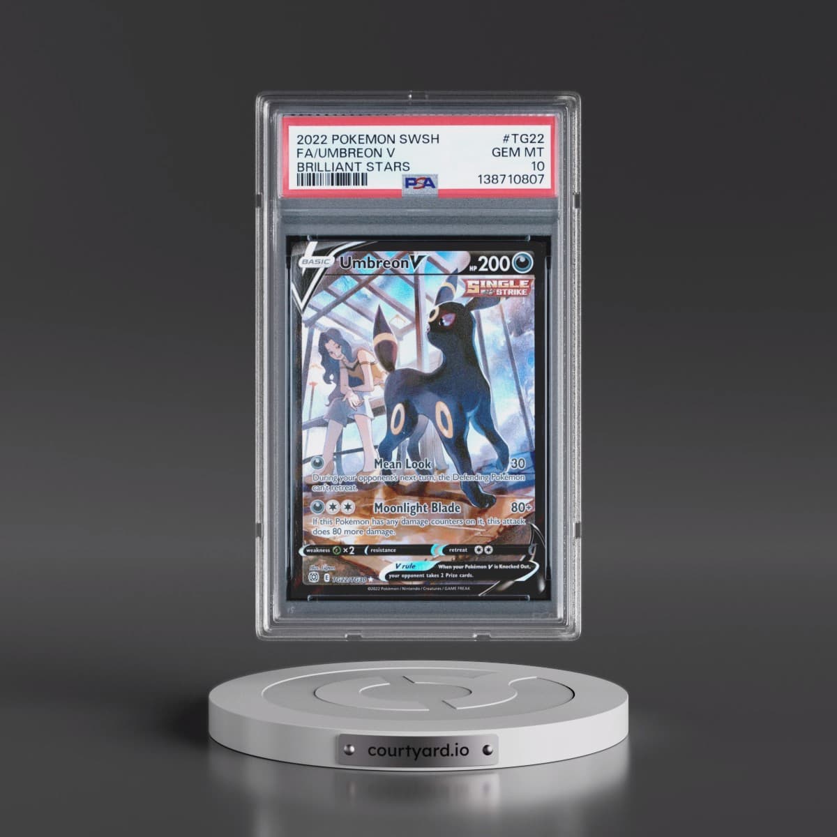 2022 Pokémon Sword & Shield Brilliant Stars #TG22 Umbreon V - Holo Full Art (PSA 10 GEM MINT)