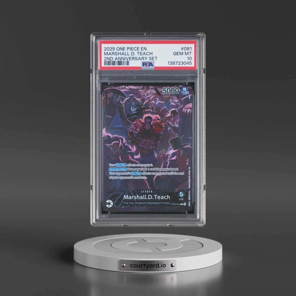 2025 One Piece English Version 2nd Anniversary Set #081 Marshall D. Teach (PSA 10 GEM MINT)