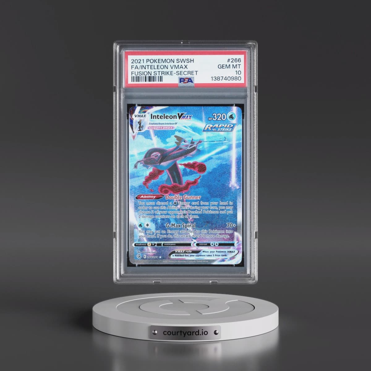 2021 Pokémon Sword & Shield Fusion Strike #266 Inteleon Vmax - Full Art Secret (PSA 10 GEM MINT)