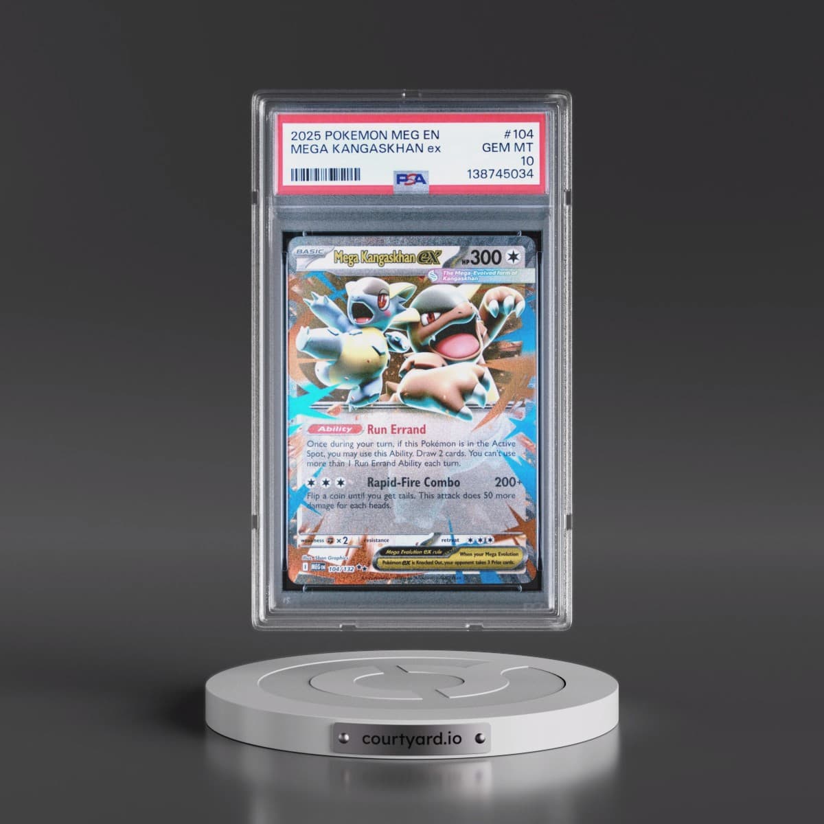 2025 Pokémon Meg EN-Mega Evolution #104 Mega Kangaskhan EX - Holo (PSA 10 GEM MINT)