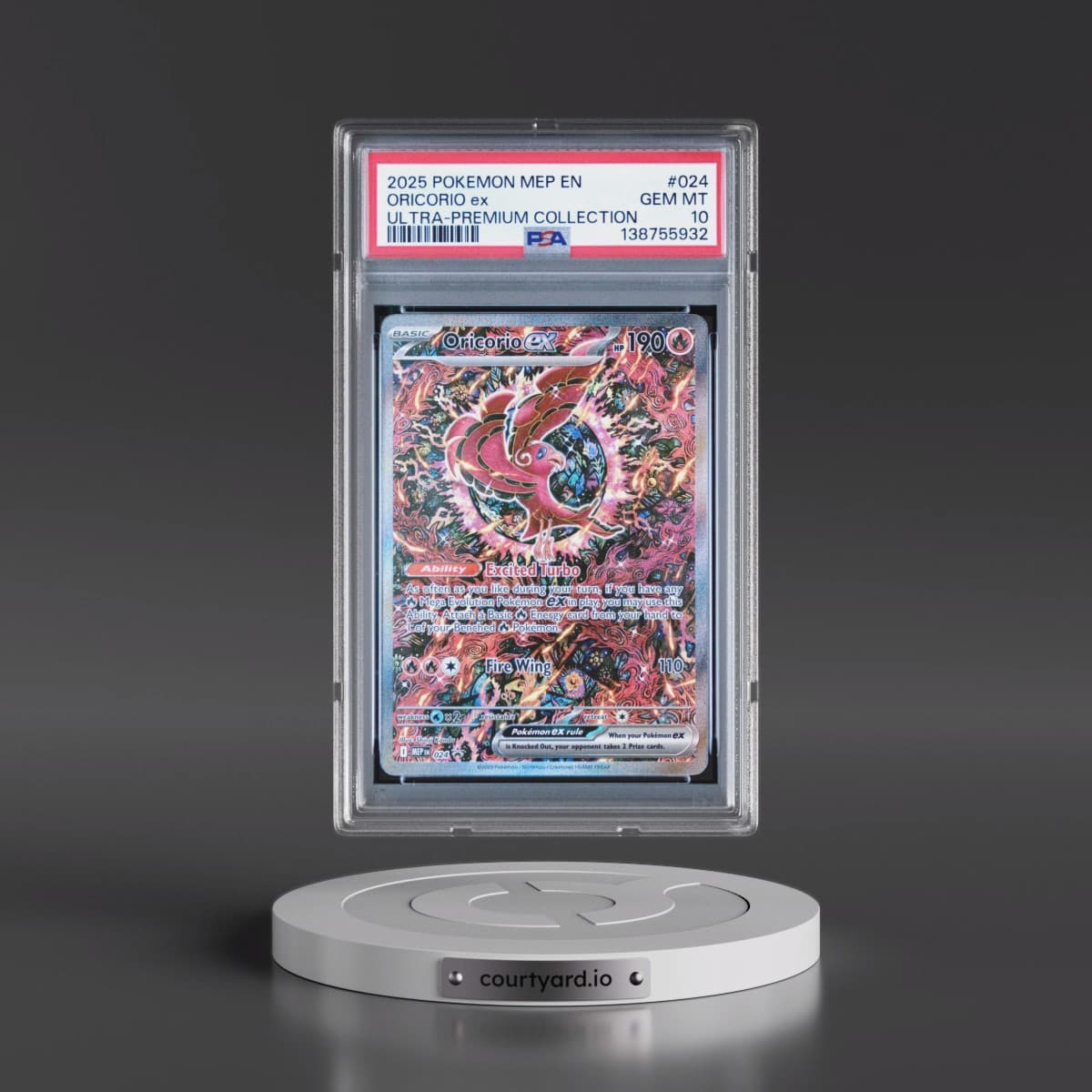 2025 Pokémon Mep EN-Me Black Star Promo #024 Oricorio EX - Holo Mega Charizard X EX Ultra-Premium Collection (PSA 10 GEM MINT)