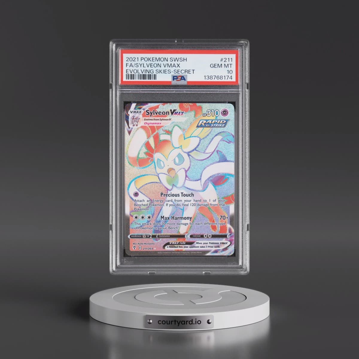 2021 Pokémon Sword & Shield Evolving Skies #211 Sylveon Vmax - Full Art Secret (PSA 10 GEM MINT)