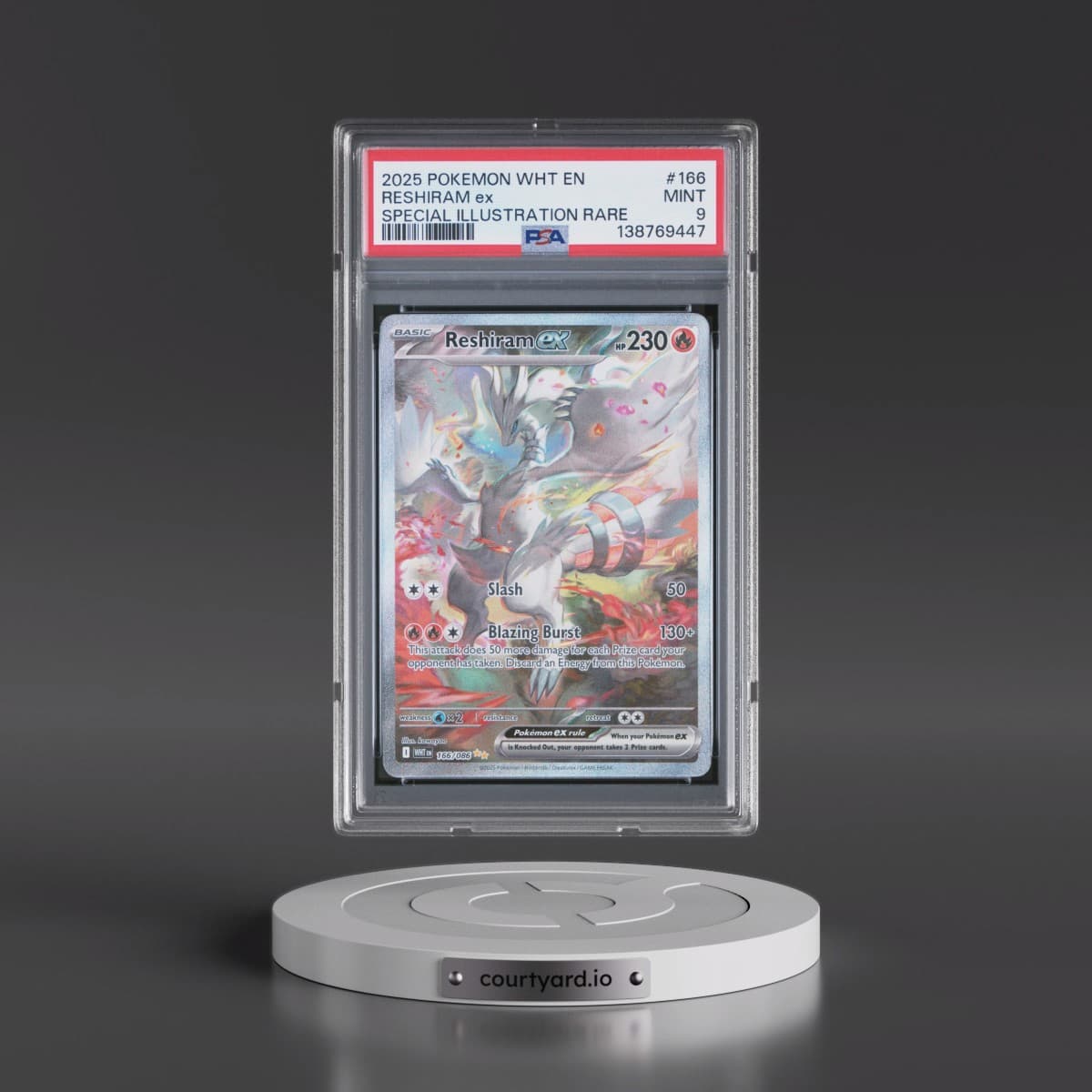 2025 Pokémon Wht EN-White Flare #166 Reshiram EX - Holo Special Illustration Rare (PSA 9 MINT)
