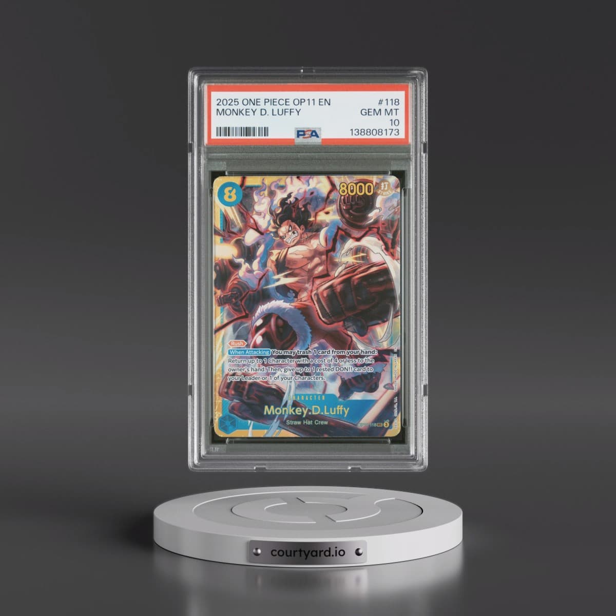 2025 One Piece OP11-A Fist of Divine Speed #118 Monkey D. Luffy (PSA 10 GEM MINT)