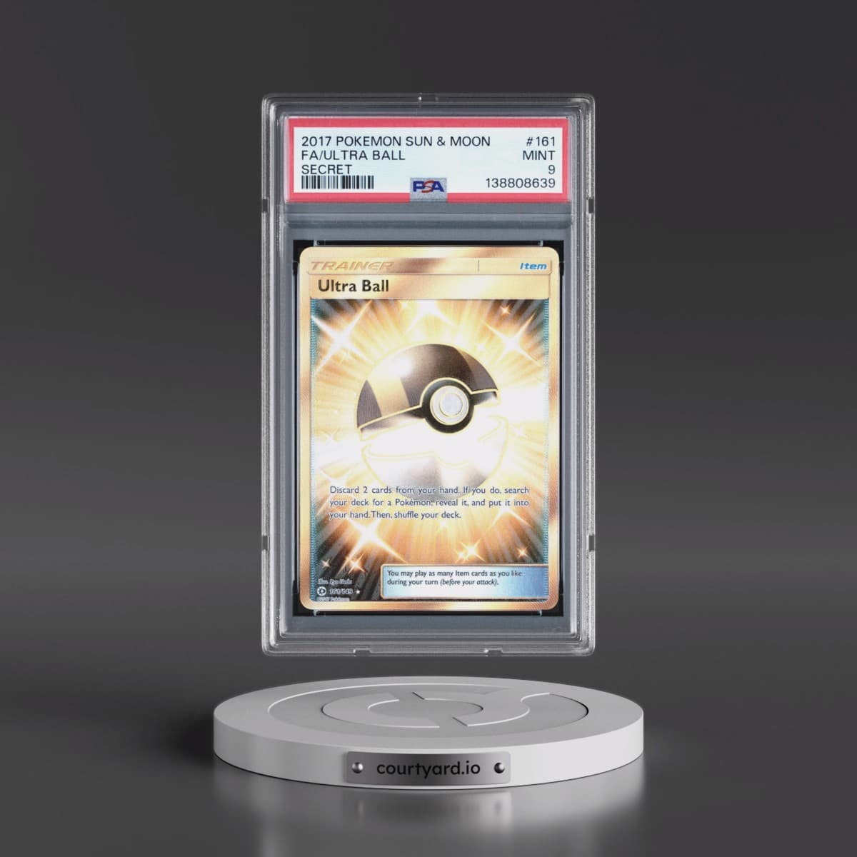 2017 Pokémon Sun & Moon #161 Ultra Ball - Full Art Secret (PSA 9 MINT)