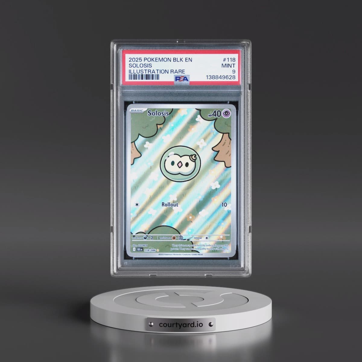 2025 Pokémon Blk EN-Black Bolt #118 Solosis - Illustration Rare (PSA 9 MINT)