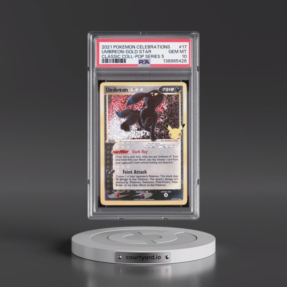 2021 Pokémon Celebrations Classic Collection #17 Umbreon-Gold Star (PSA 10 GEM MINT)