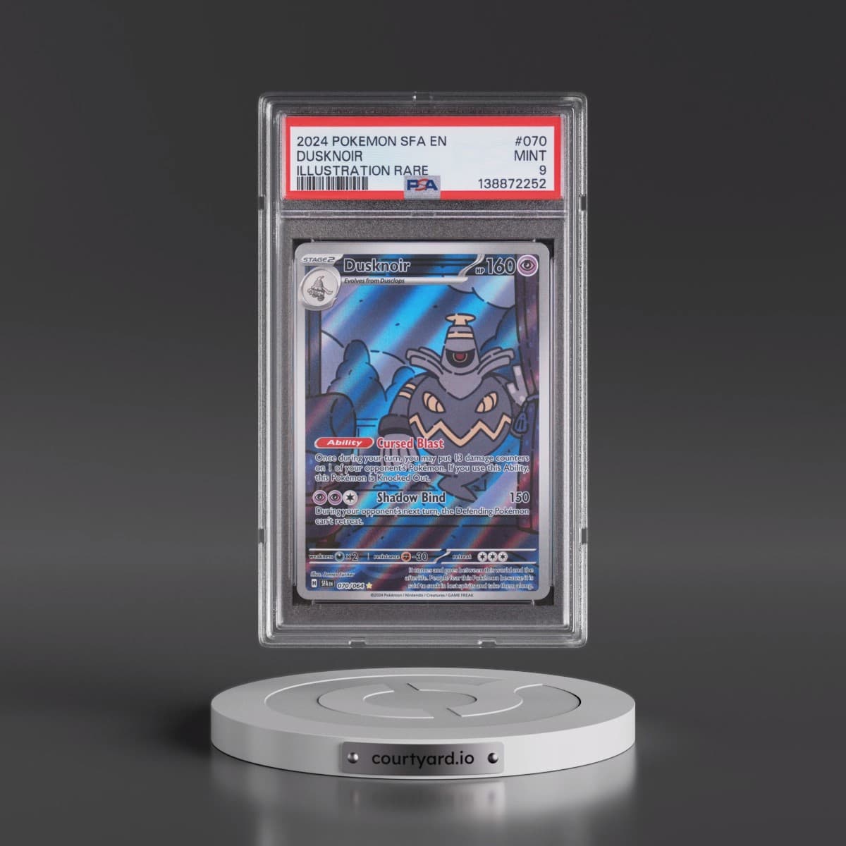 2024 Pokémon Sfa EN-Shrouded Fable #070 Dusknoir - Illustration Rare (PSA 9 MINT)