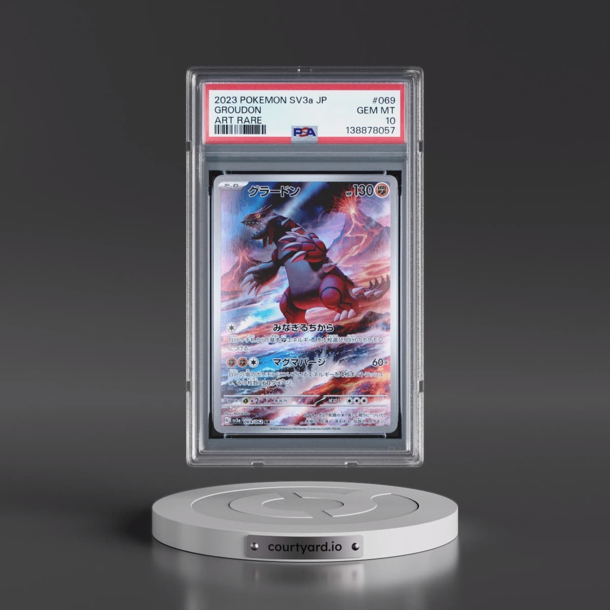 2023 Pokémon Sv3a-Raging Surf #069 Groudon - Art Rare (PSA 10 GEM MINT)